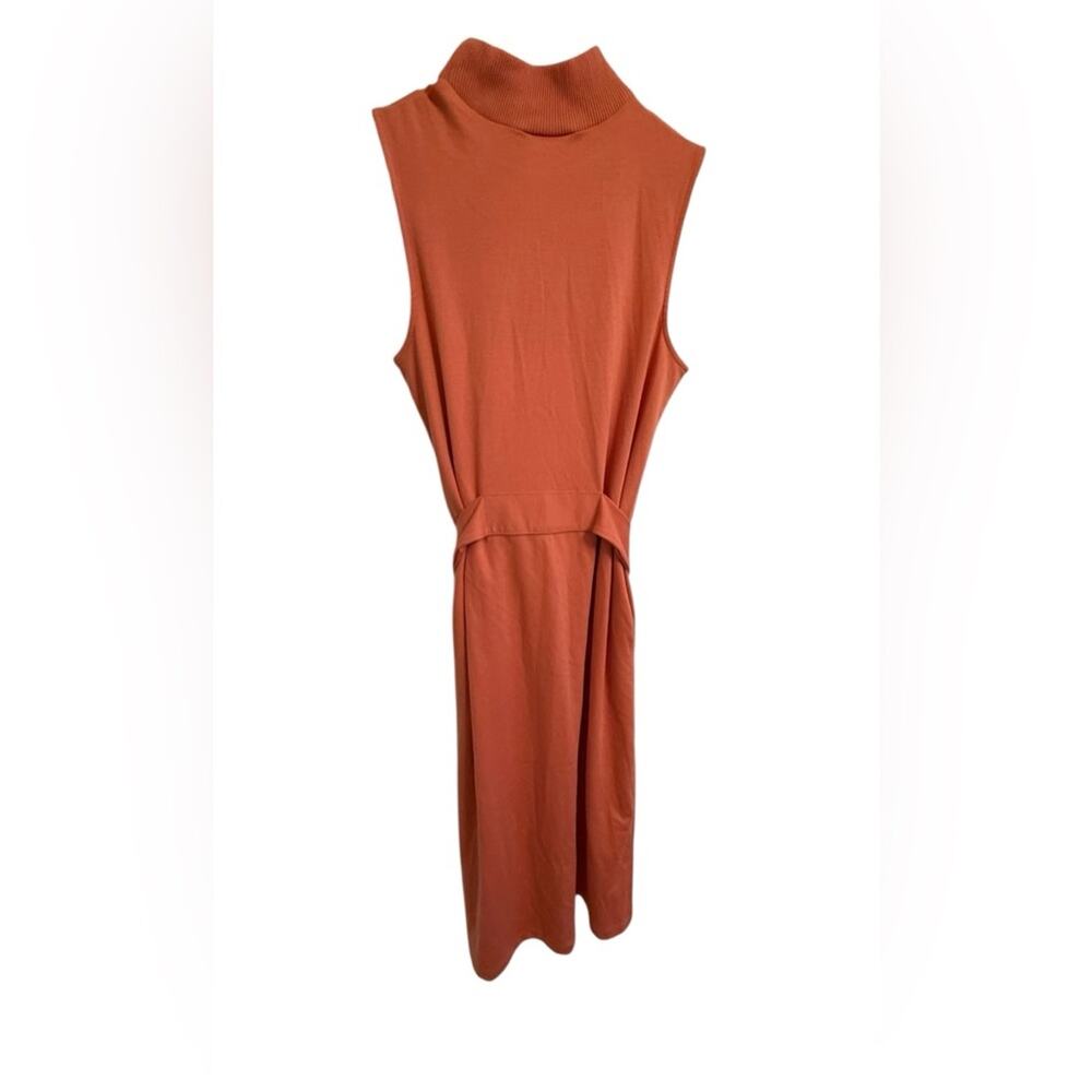 Prologue Calm Orange Sleeveless Mock-Neck Belted Dress with Pockets Size Small - Picture 4 of 16